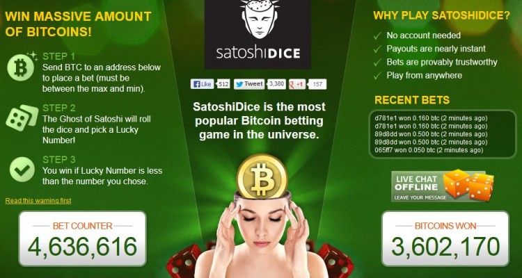 Satoshi Dice Homepage